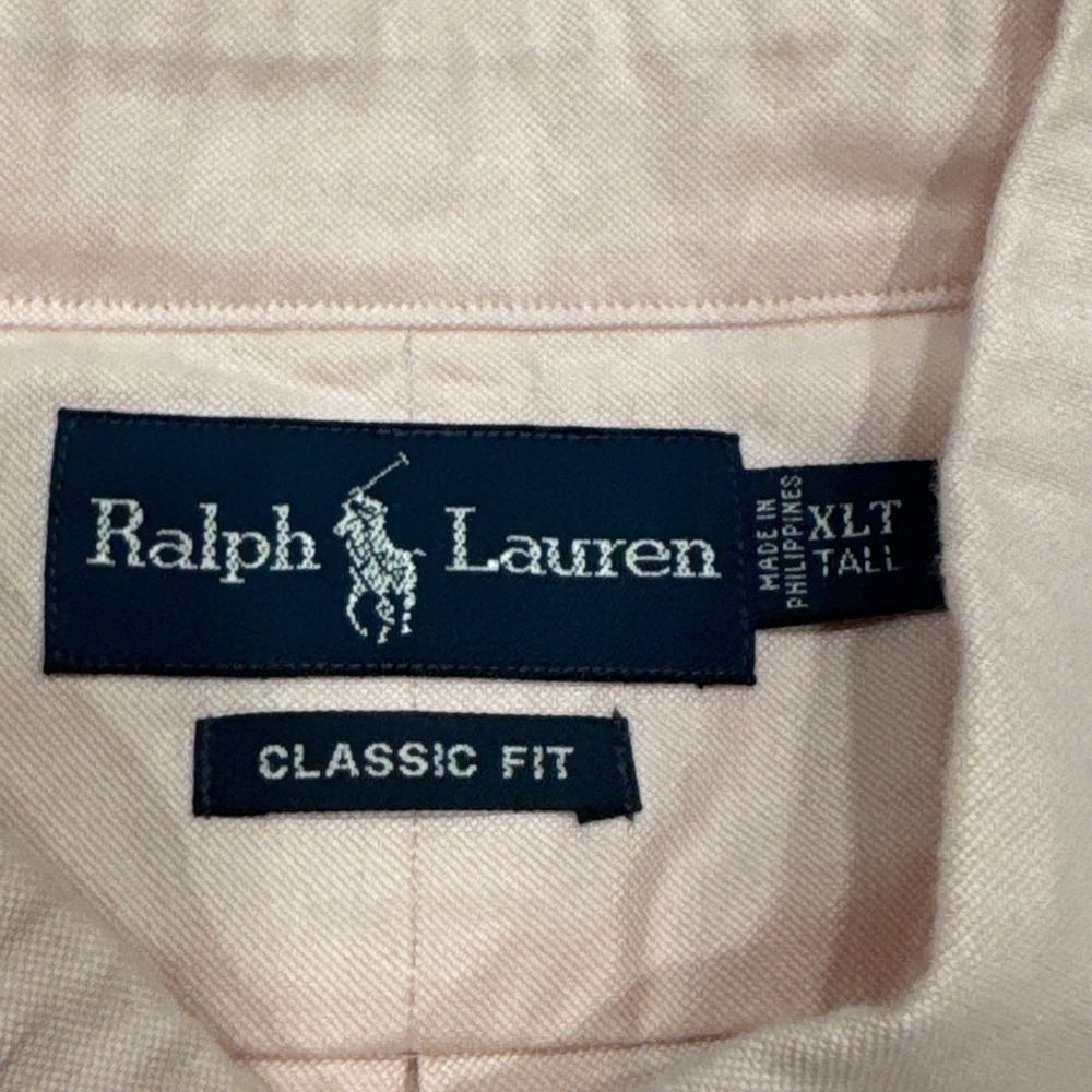 Ralph Lauren Shirt Mens XLT Tall Pink Classic Fit Long Sleeve Colored Horse #824 - Picture 8 of 12